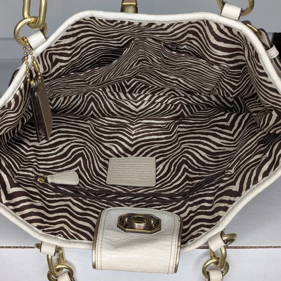 Coach Straw Tote Floral Appliqué Natalie Hampton 16763 Ivory Grey Stud Leather - Picture 15 of 16